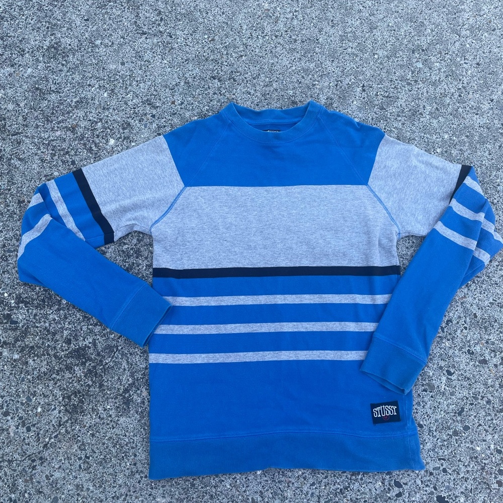 Stussy Authentic Y2K Stripped Crewneck Mens Medium